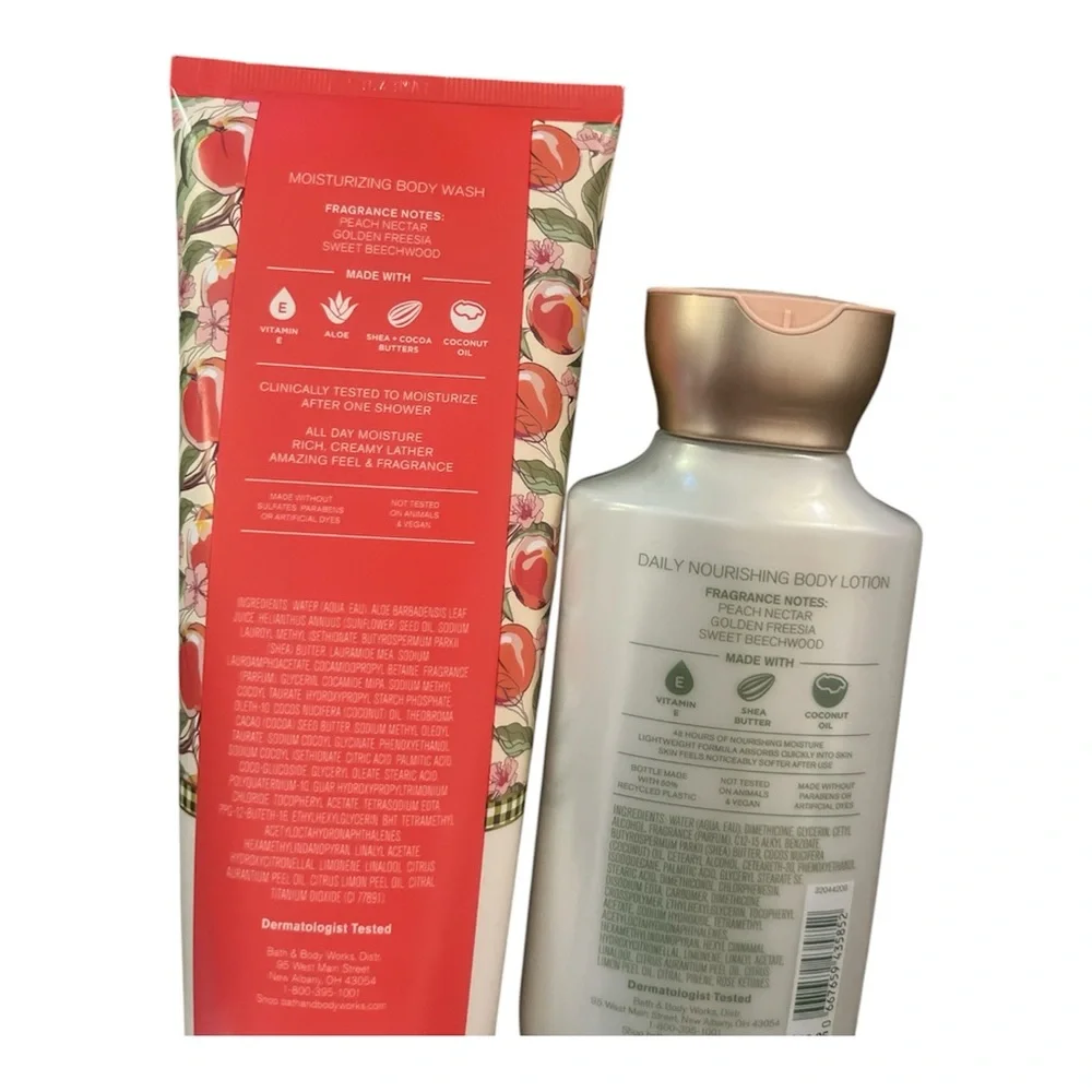 Bath & Body Works x Vera Bradley Peach Blossom & Nectar Body Wash & Lotion